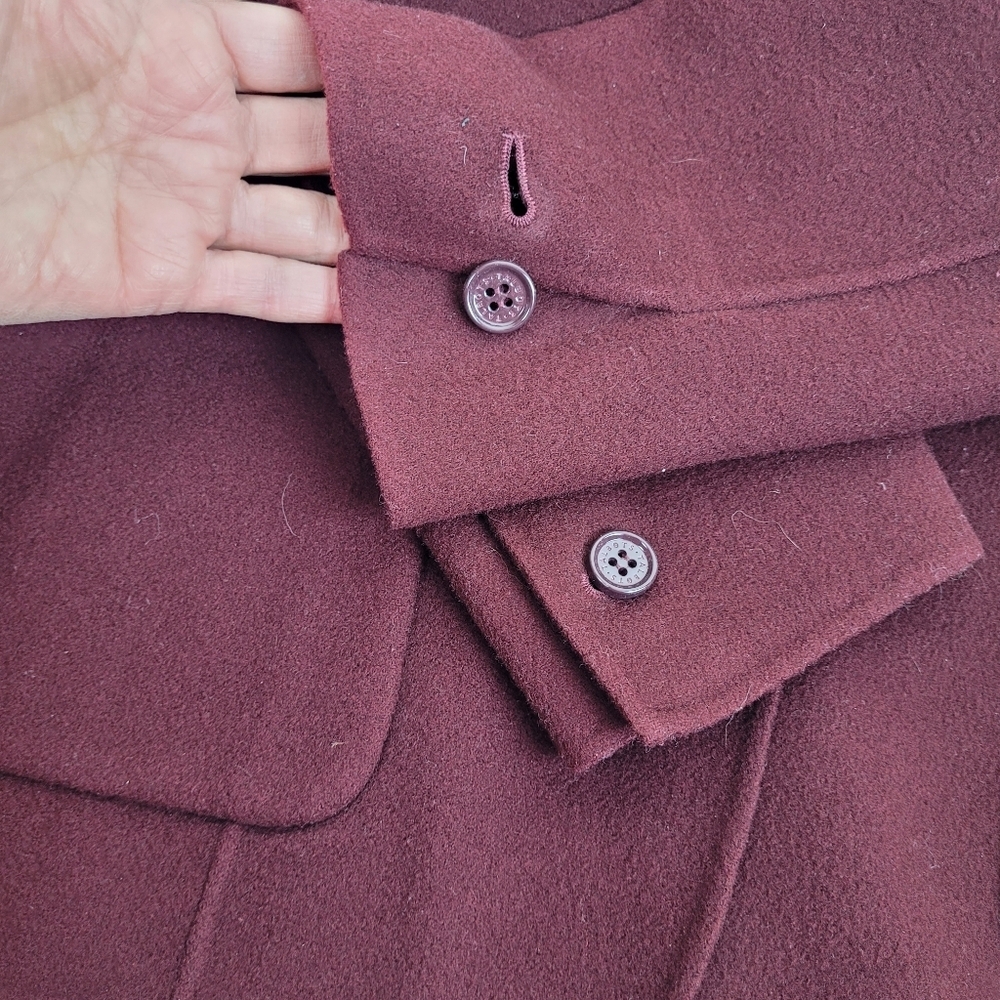 Talbots wool blend fitted maroon burgundy blazer logo buttons pockets office 8 - Picture 10 of 11